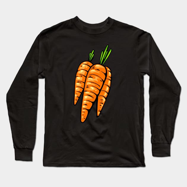 Vibrant Carrot Delight - Fresh and Juicy Vegetable Illustration Long Sleeve T-Shirt by Pieartscreation